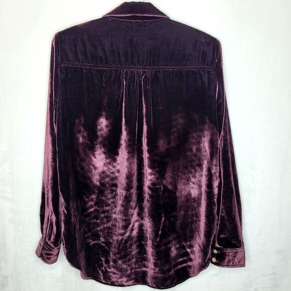 Maeve Velvet Lined Button Down Blouse Size 2 - Picture 5 of 7